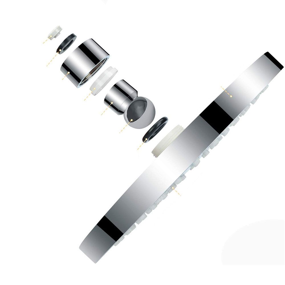 BowLift | Contemporary Fixed Shower Head Round Metal Spray Head in Silver