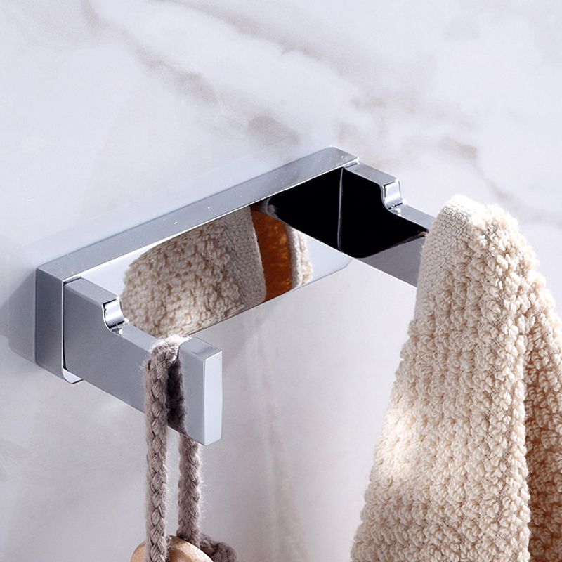 BowLift | Chrome brass modern bathroom accessory set with towel bar/ ring/ paper holder & bathrobe hook