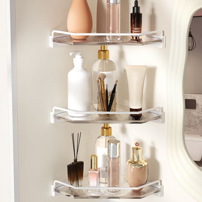BowLift | White metal and acrylic bathroom accessories as single item or in set with bathroom shelf