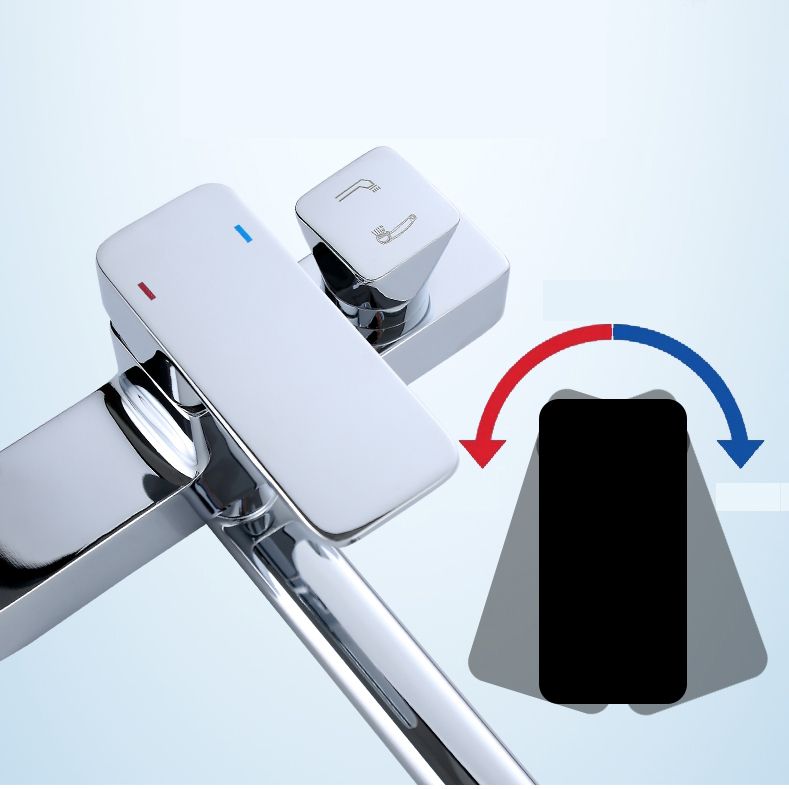 BowLift | Wall Mounted Bathtub Faucet Trim Polished Chrome Swivel Spout with Hand Shower