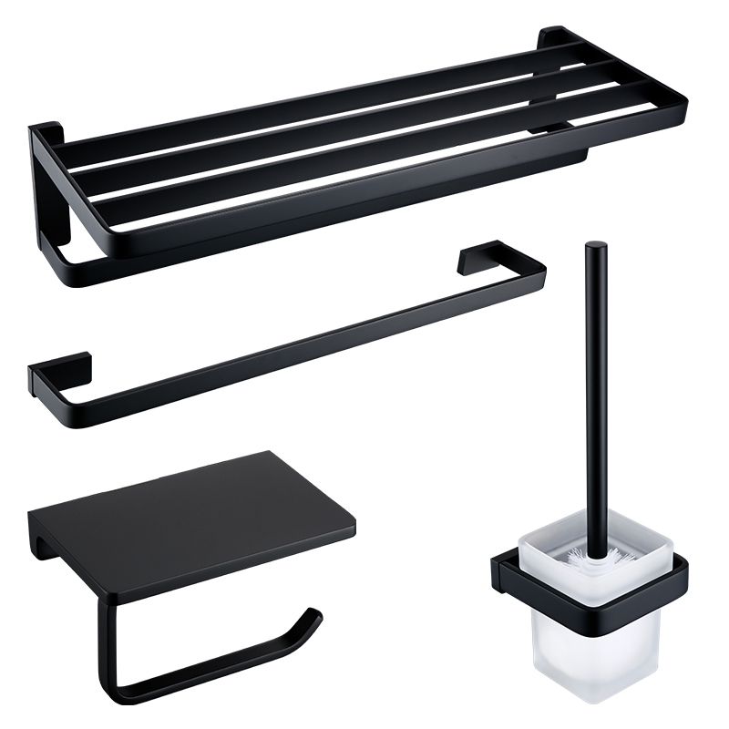 BowLift | Black Bathroom Accessories Hardware Set with Towel Bar and Bathroom Shelf