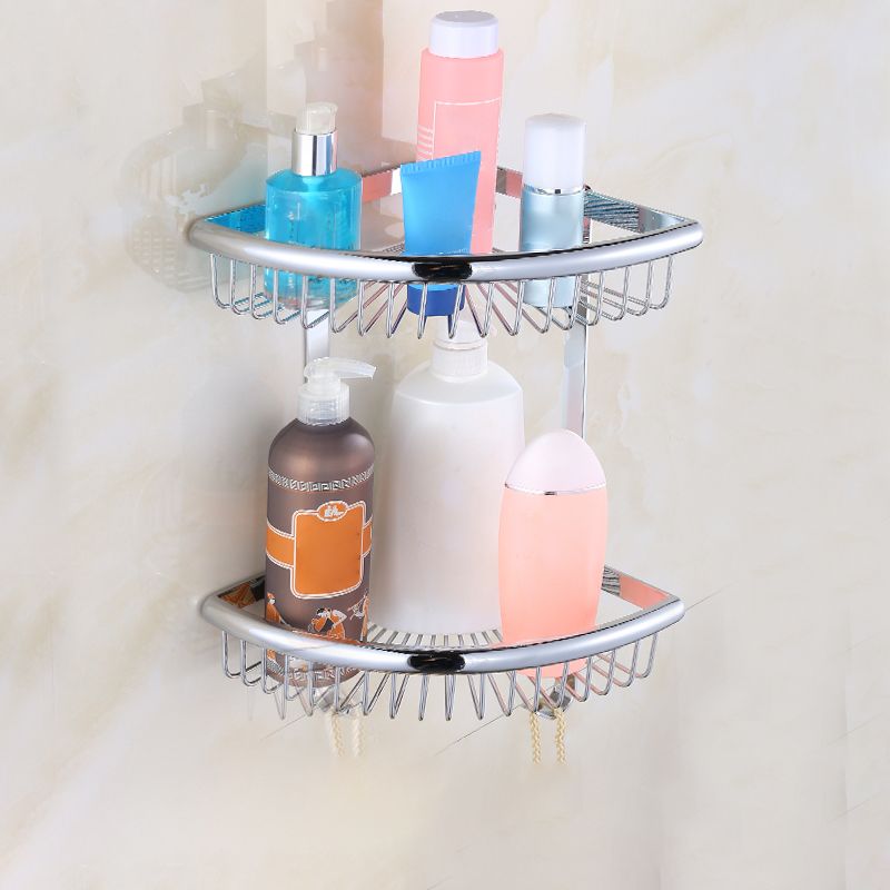 BowLift | Contemporary silver bathroom set with bathroom shelf and towel rail