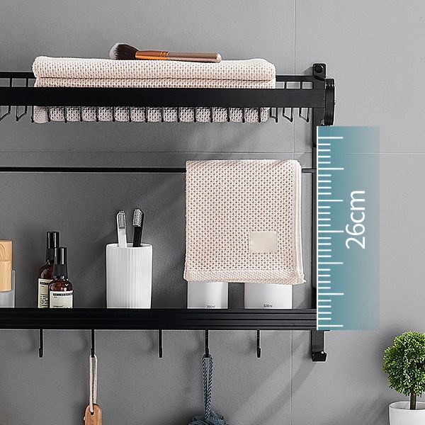 BowLift | Black / Silver Bathroom Accessories Aluminum Hardware Set Bathroom Shelf