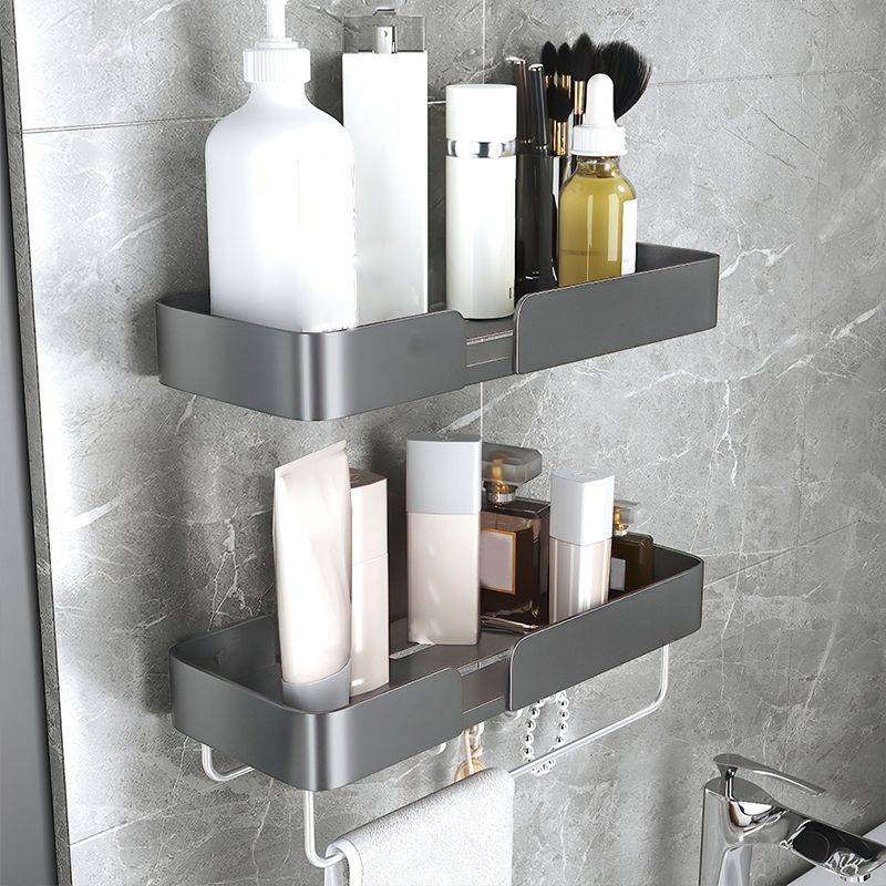 BowLift | 3-piece modern bathroom hardware set aluminum bathroom shelf in gray