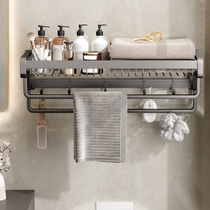 BowLift | Contemporary bathroom accessory set made of matte stainless steel-aluminum with bathrobe hook/towel rail