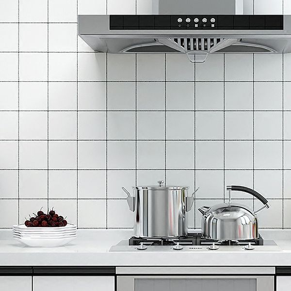 BowLift | White Peel & Stick Tile Mirror Plastic Grid Wallpaper for Kitchen and Bathroom