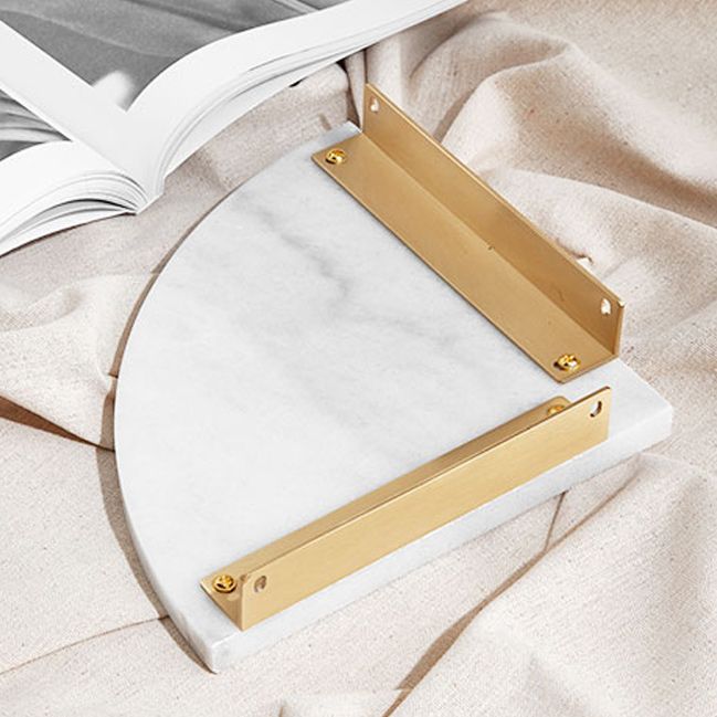 BowLift | 2-piece marble bathroom shelf brass bathroom accessory set in white/green