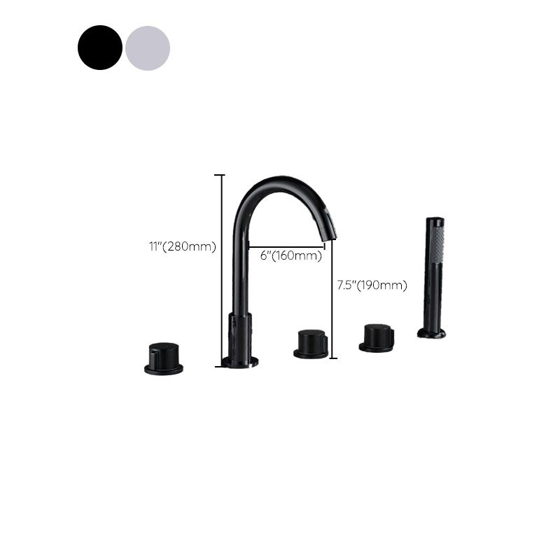 BowLift | Contemporary Bathroom Faucet Deck Mount Copper Low Arc Swivel Roman Bathtub Faucet Set