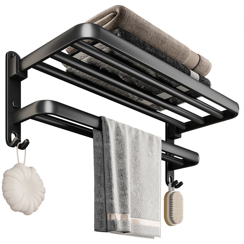 BowLift | Black Aluminum Bathroom Accessory Set Modern Bathroom Shelf / Towel Bar & Paper Holder