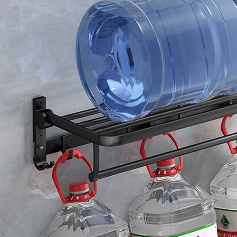 BowLift | Classic Bathroom Accessories Set in Aluminum Black Finish Bathrobe Hook/ Towel Bar