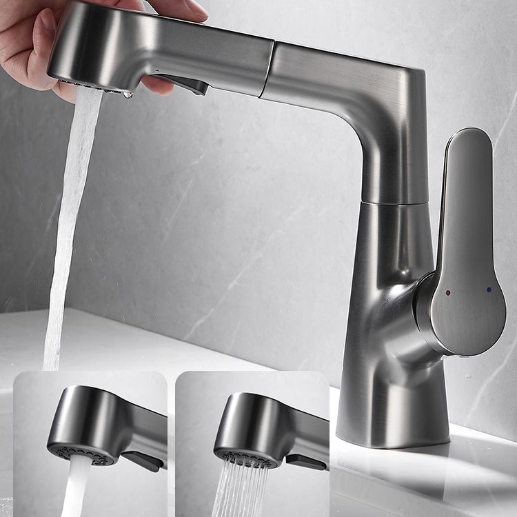 BowLift | Bathroom vessel faucet high arc three-way spout single-handle faucet with pull-out sprayer