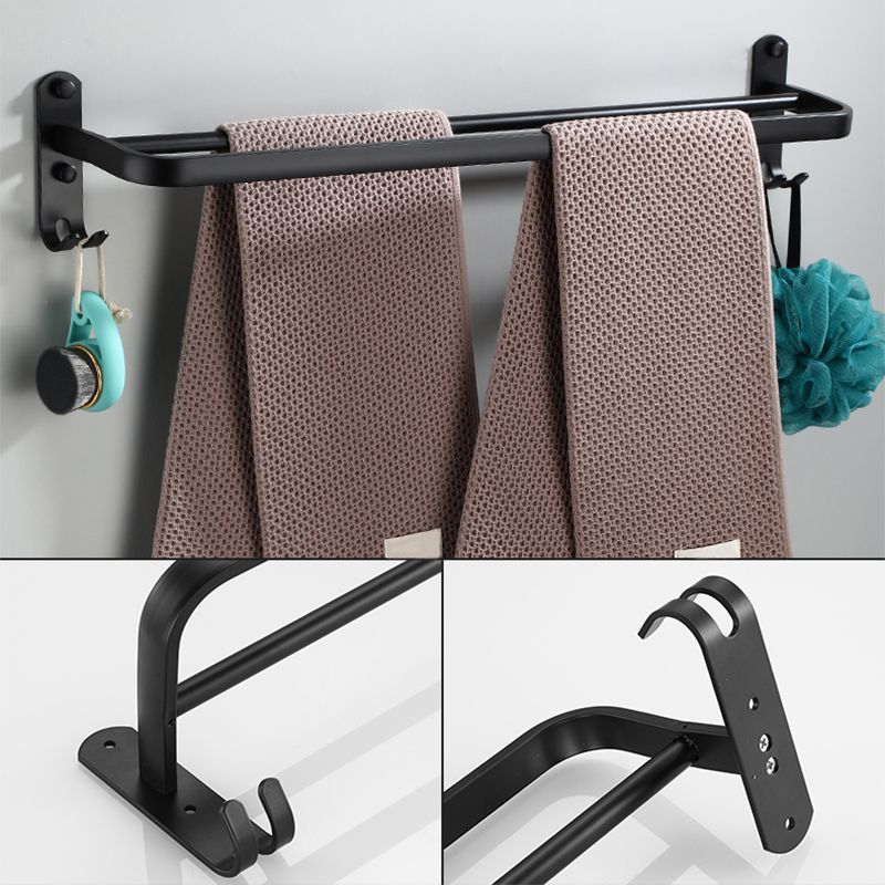 BowLift | Contemporary Bathroom Accessory Set Black Surface Bathrobe Hook/Towel Ring Bar
