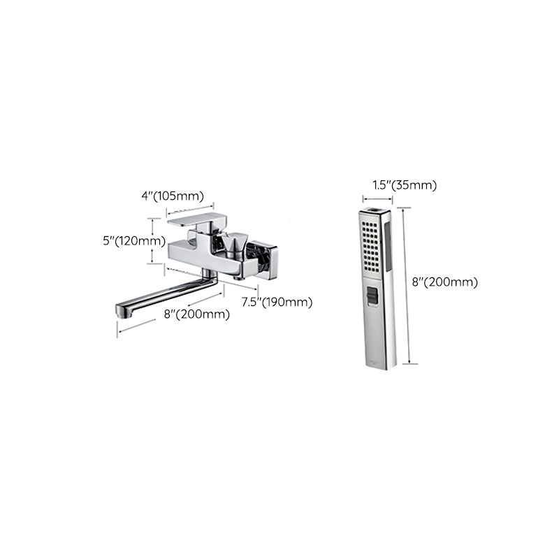 BowLift | Wall Mounted Bathtub Faucet Trim Polished Chrome Swivel Spout with Hand Shower
