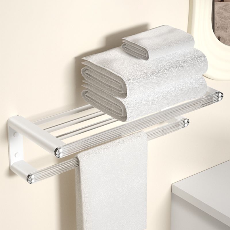 BowLift | White Bathroom Accessory Set Metal & Acrylic Bathroom Set with Bath Shelf/Towel Hook