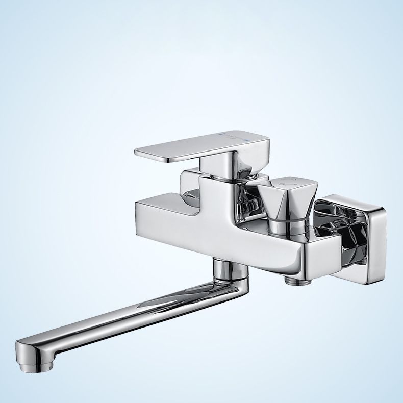BowLift | Wall Mounted Bathtub Faucet Trim Polished Chrome Swivel Spout with Hand Shower