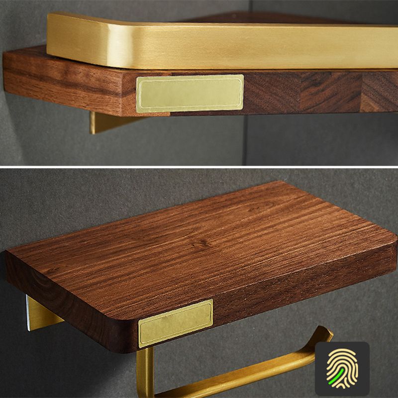 BowLift | 6-piece walnut bathroom accessory set metal gold bath hardware set