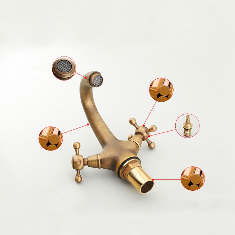 BowLift | Vintage Widespread Bathroom Faucet Industrial Cross Handles Basin Faucet