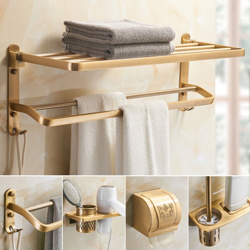 BowLift | Vintage Bronze Bathroom Accessories Set Brushed Brass Towel Bar/Paper Holder/Bath Shelf