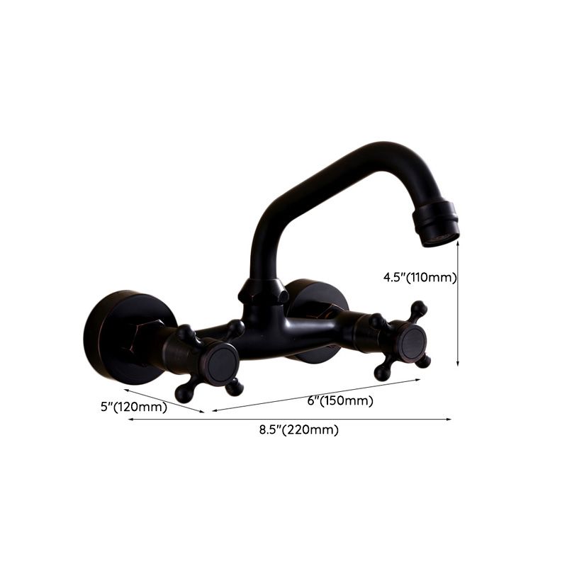 BowLift | Black Wall-Mounted Bathroom Faucet American Classic Widespread Sink Faucet