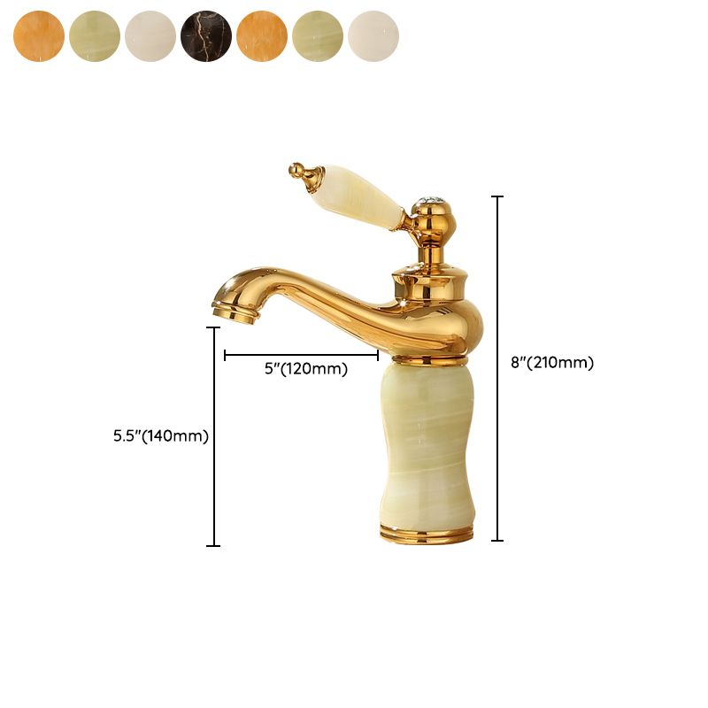 BowLift | Deck Mounted Copper Tub Faucet Low Arc Roman Tub Faucet Set with Jade