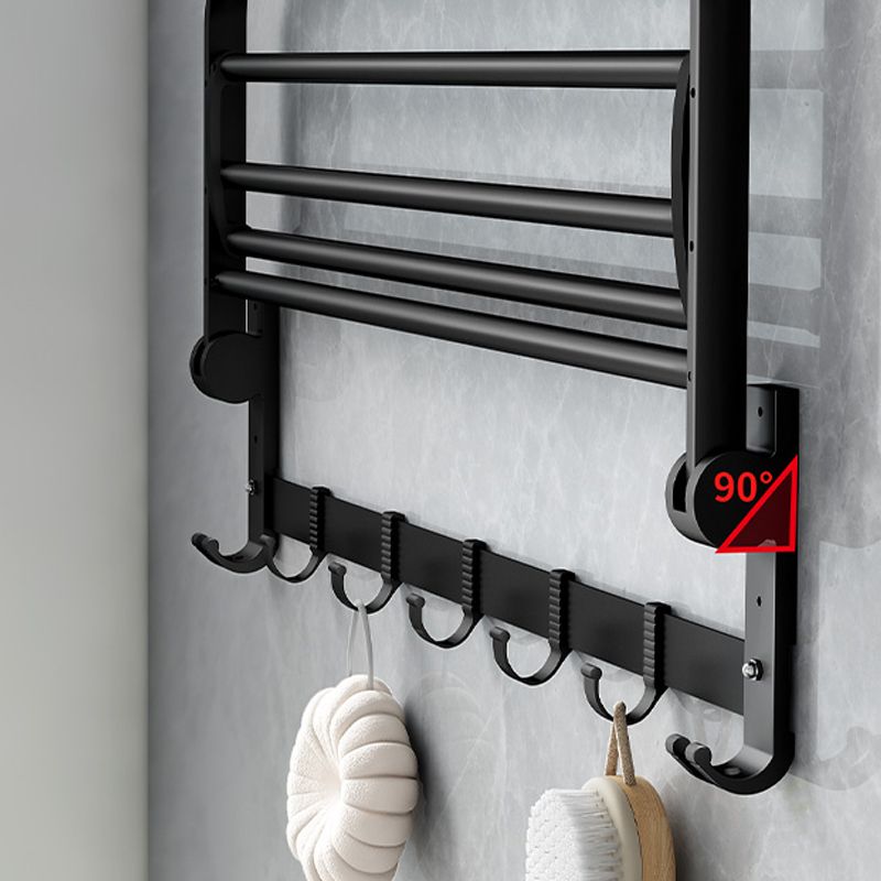BowLift | Classic Bathroom Accessories Set in Aluminum Black Finish Bathrobe Hook/ Towel Bar
