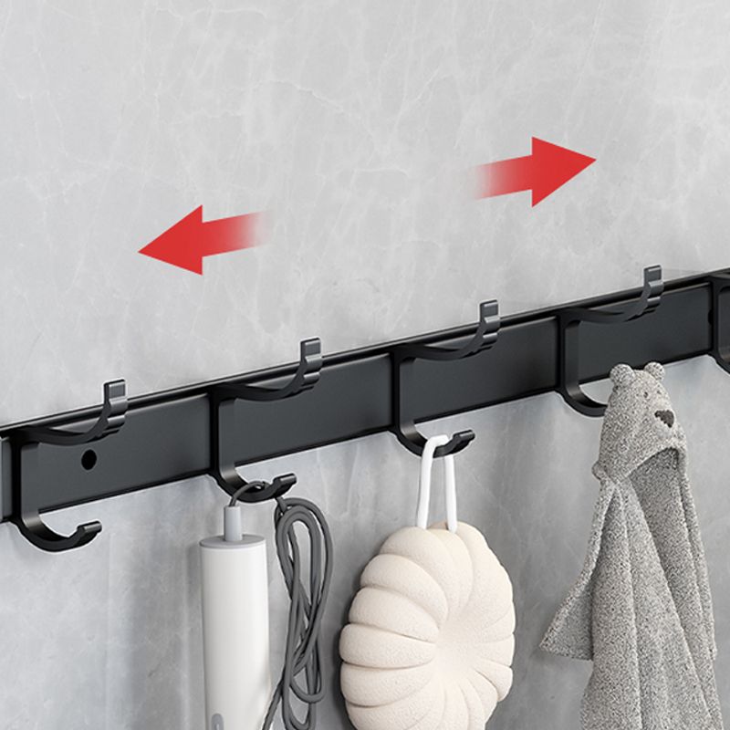 BowLift | Classic Bathroom Accessories Set in Aluminum Black Finish Bathrobe Hook/ Towel Bar