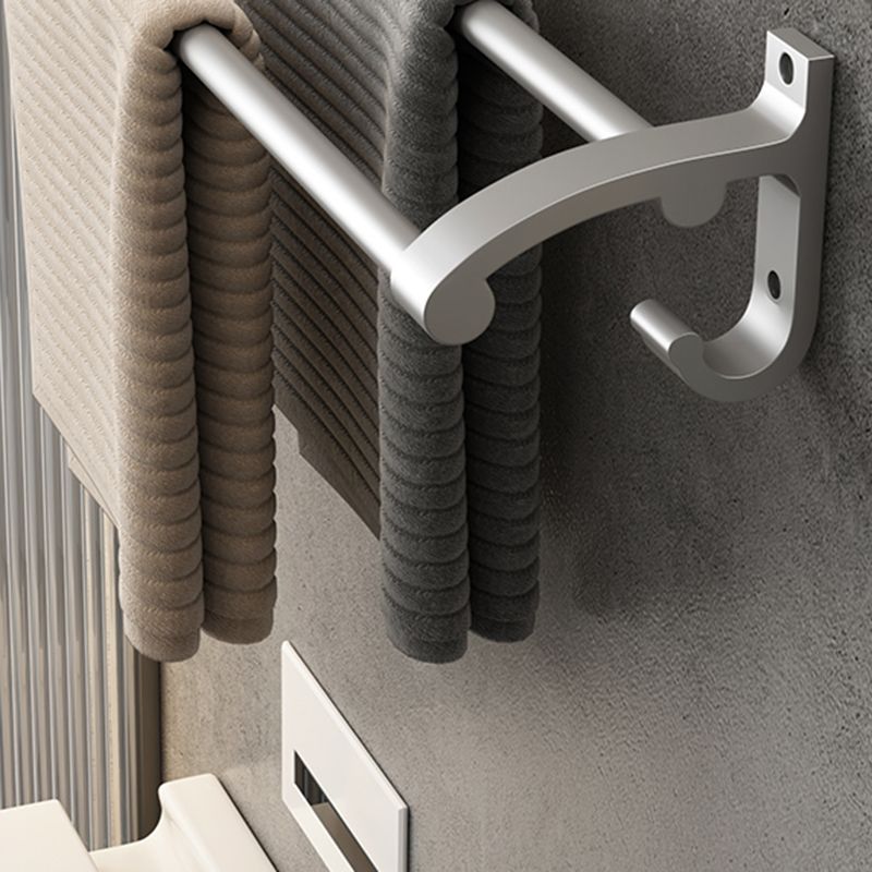 BowLift | Contemporary Silver Metal Bathroom Fixture Set with Triangle Bathroom Shelf