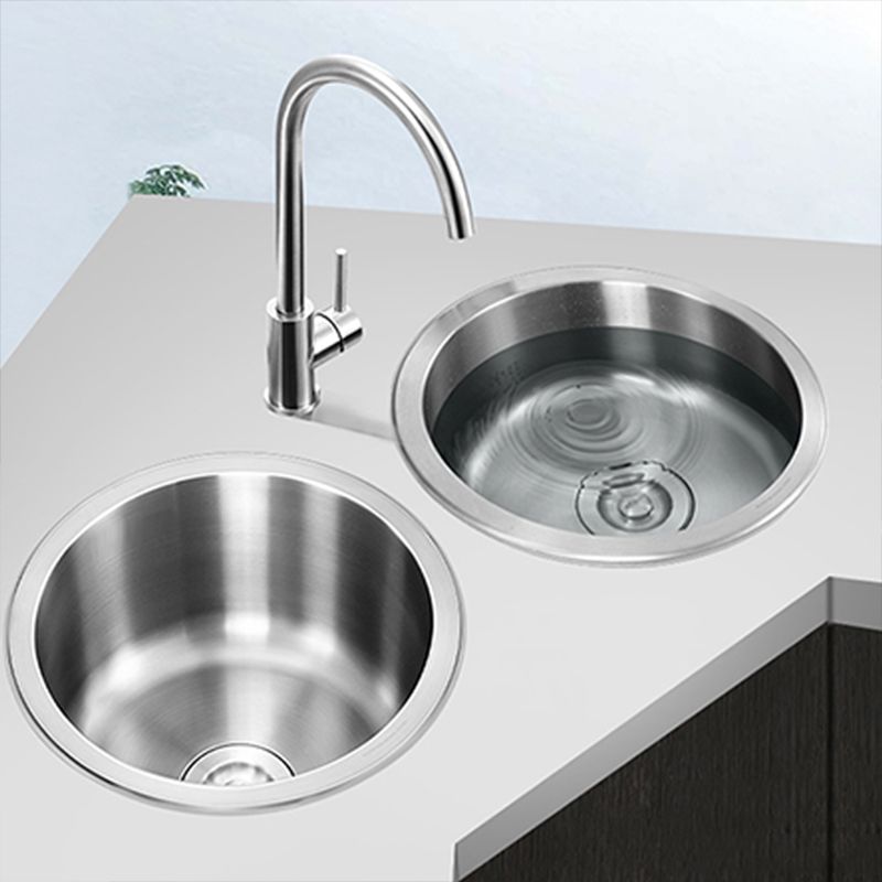 BowLift | Contemporary Single Basin Kitchen Sink Round Stainless Steel Sink with Drain Strainer Set