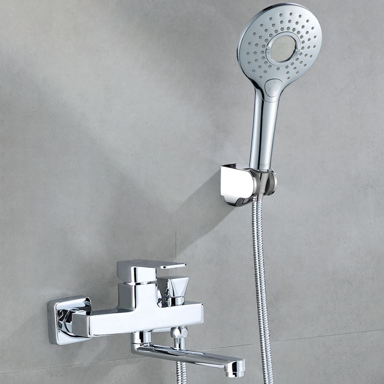 BowLift | Wall Mounted Bathtub Faucet Trim Polished Chrome Swivel Spout with Hand Shower