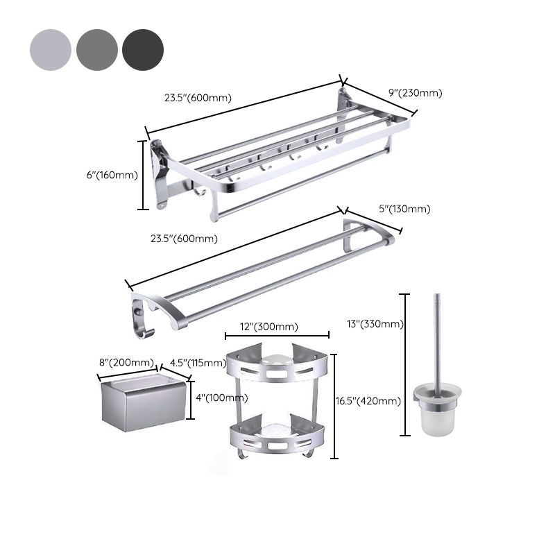 BowLift | Contemporary Metal 5-piece Bathroom Accessories Set with Bath Shelf