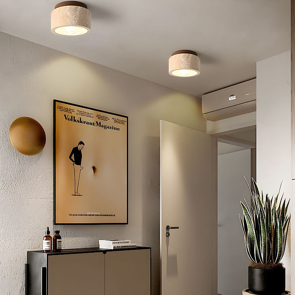 BowLift | Ceiling Light Wood Cylinder Flush Mount Fixture
