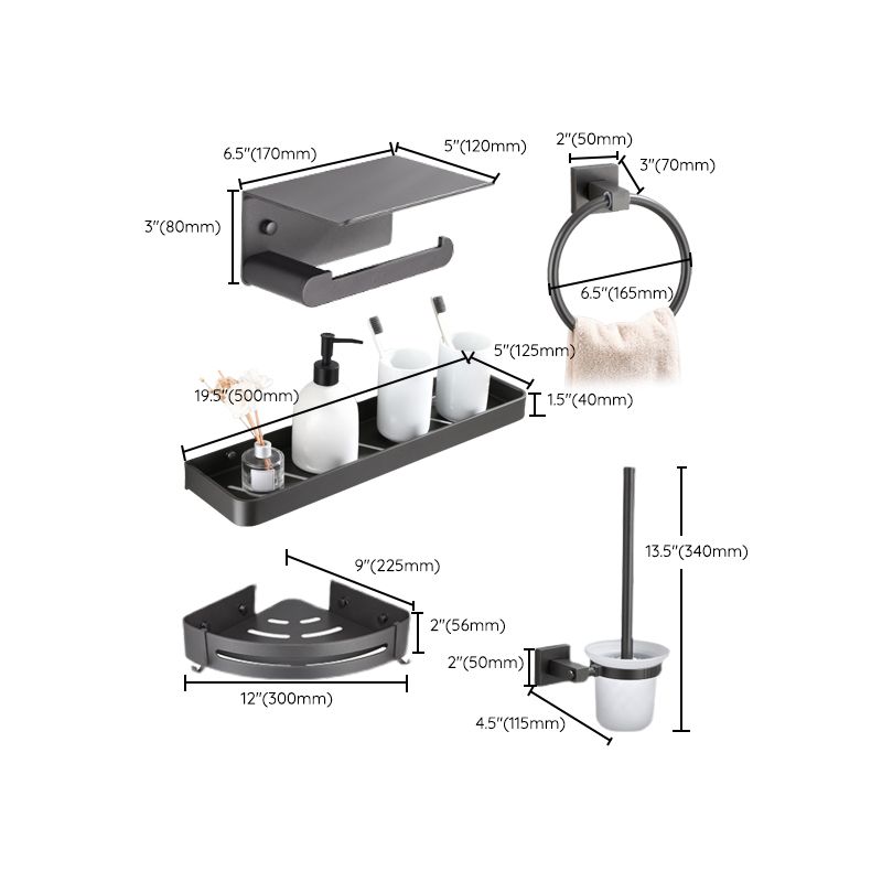 BowLift | Contemporary bathroom accessories single piece or in a set made of gray metal