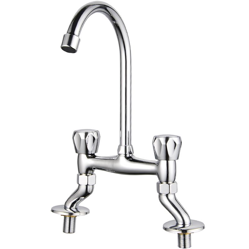 BowLift | Contemporary Widespread Sink Faucet Knob Handle Goose Neck Arc Solid Brass Faucet