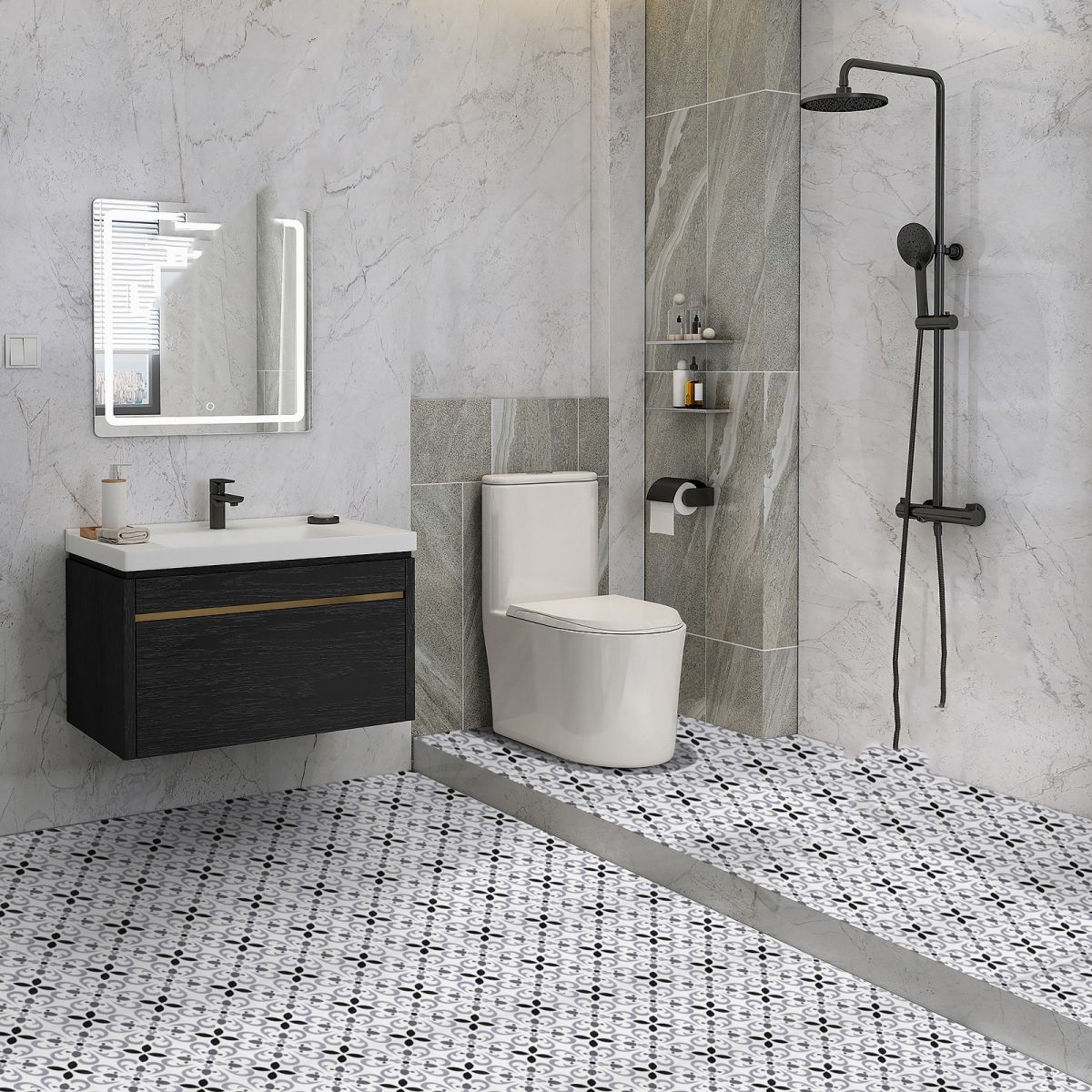 BowLift | Peel & Stick Vinyl Flooring Lightly patterned vinyl flooring with a matte sheen