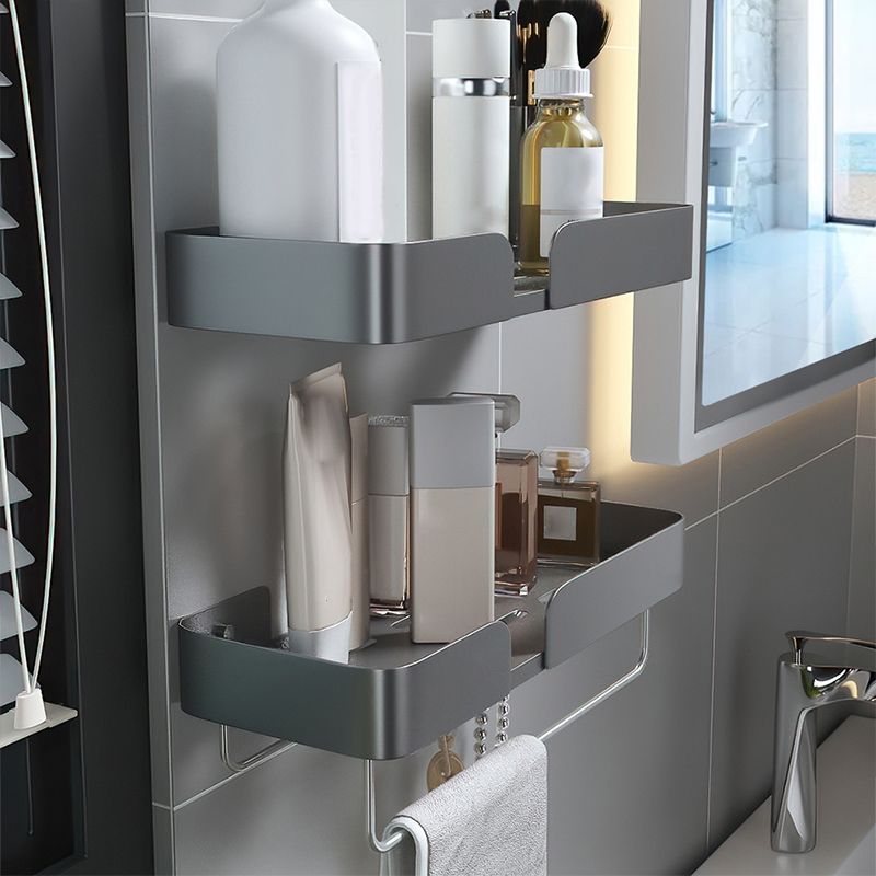 BowLift | 3-piece modern bathroom hardware set aluminum bathroom shelf in gray
