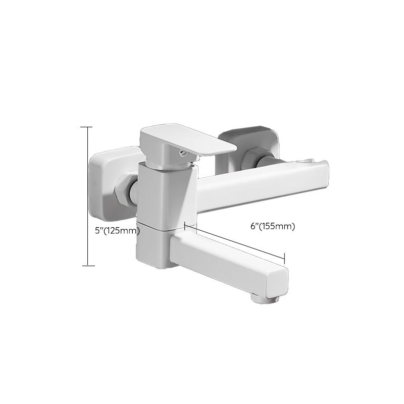BowLift | White Bath Water Faucet Trim Single Lever Handle Swivel Spout Wall Mounted Hand Shower Bathtub Filler