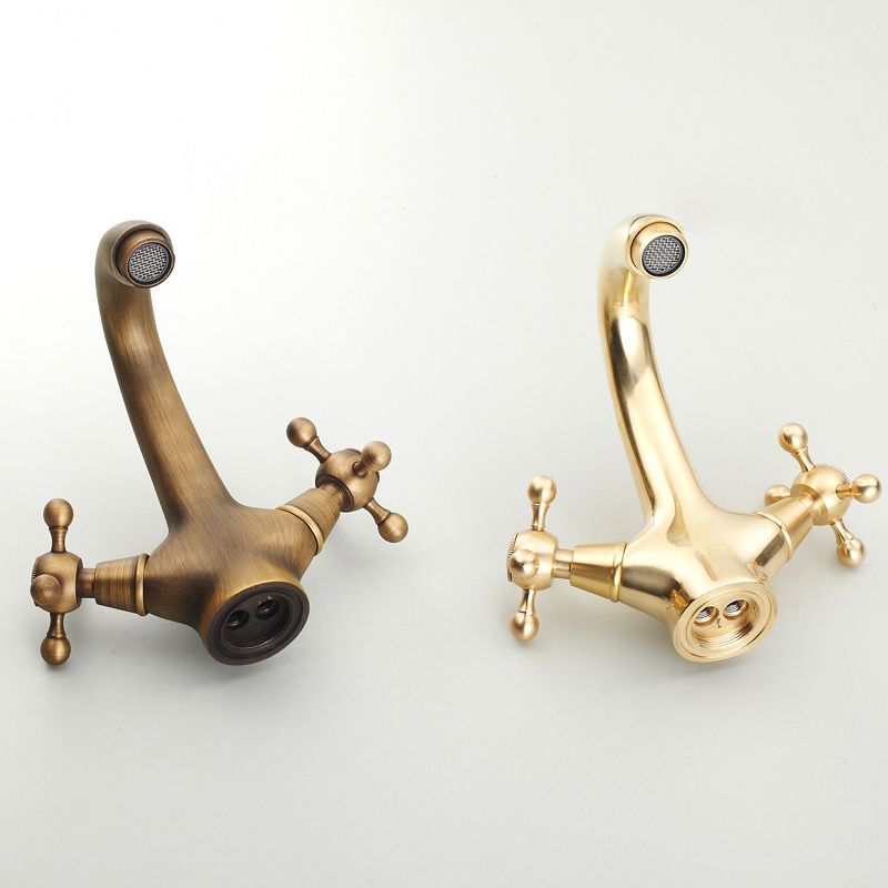 BowLift | Vintage Widespread Bathroom Faucet Industrial Cross Handles Basin Faucet