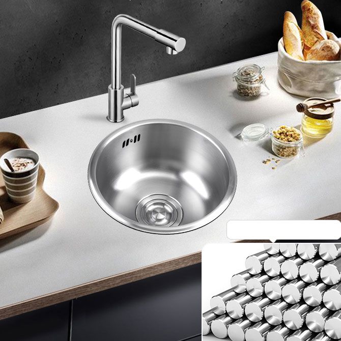 BowLift | Round Stainless Steel Kitchen Sink with Drain Assembly Built-in Sink