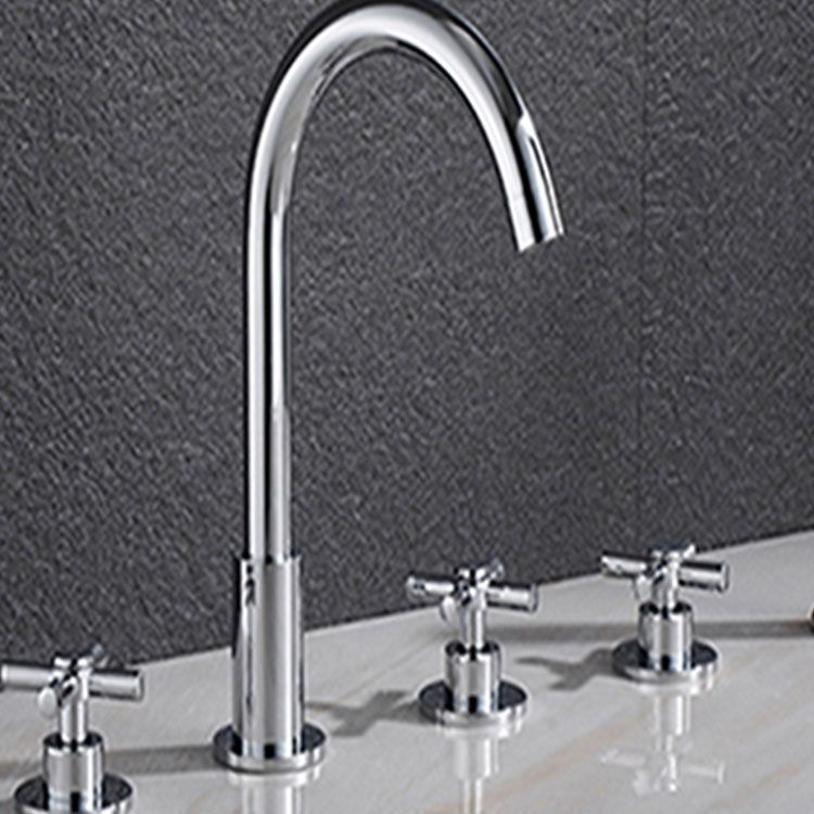 BowLift | Contemporary Bathroom Faucet Deck Mount Copper Low Arc Swivel Roman Bathtub Faucet Set