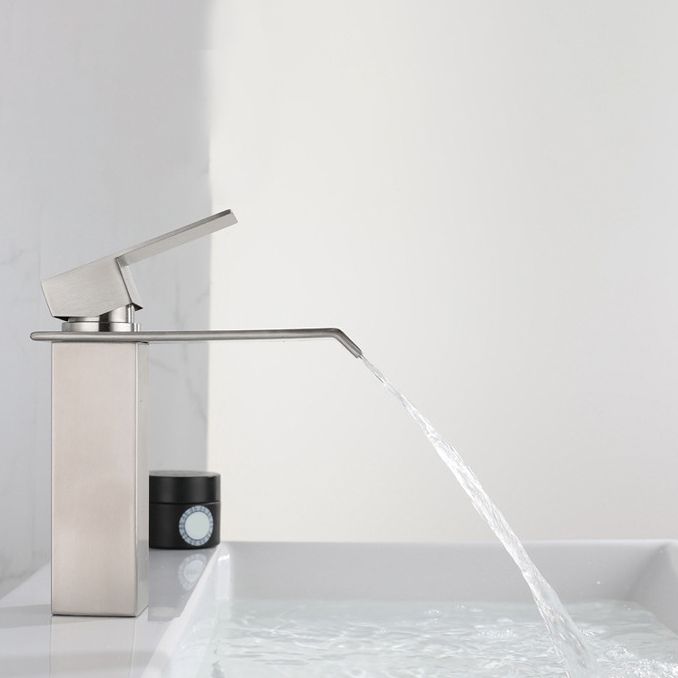 BowLift | Industrial Faucets Faucet Stainless Steel Lever Handles Waterfall Spout Bathroom Faucet