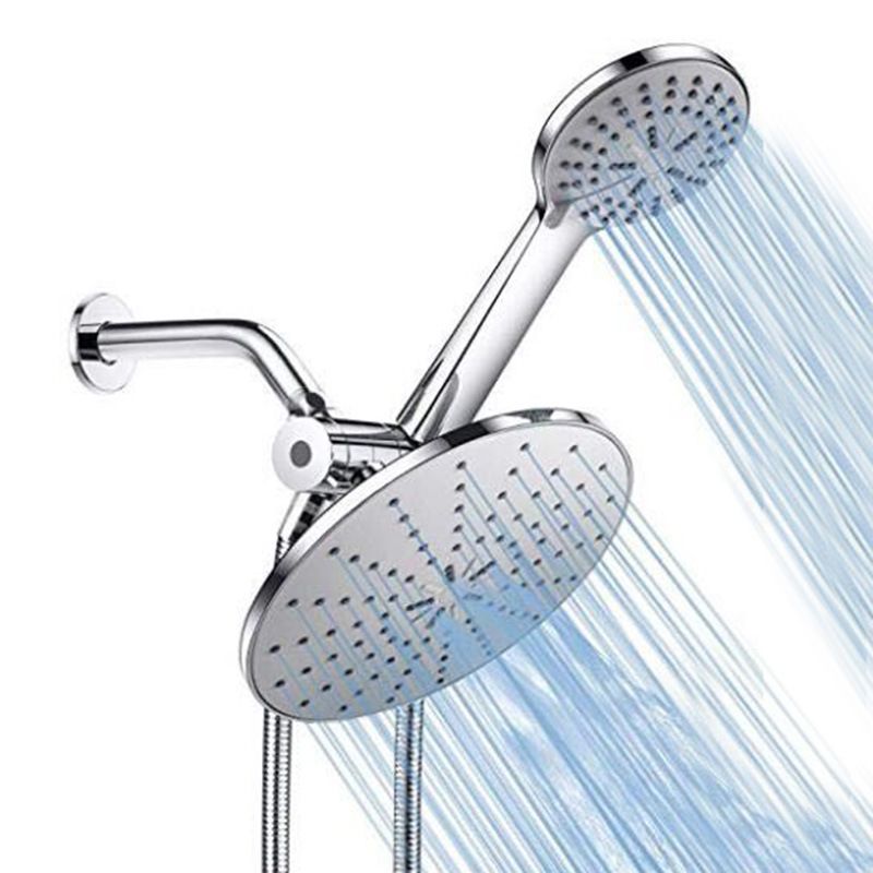 BowLift | Wall Mounted Round Shower Modern Style Metal Double Shower Heads
