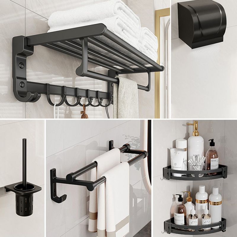 BowLift | Chrome/Black Classic Bathroom Accessory Set Modern Bath Shelf/Towel Bar & Paper Holder