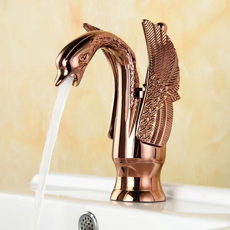 BowLift | Full brass bathroom sink faucet hot and cold water single lever sink faucet