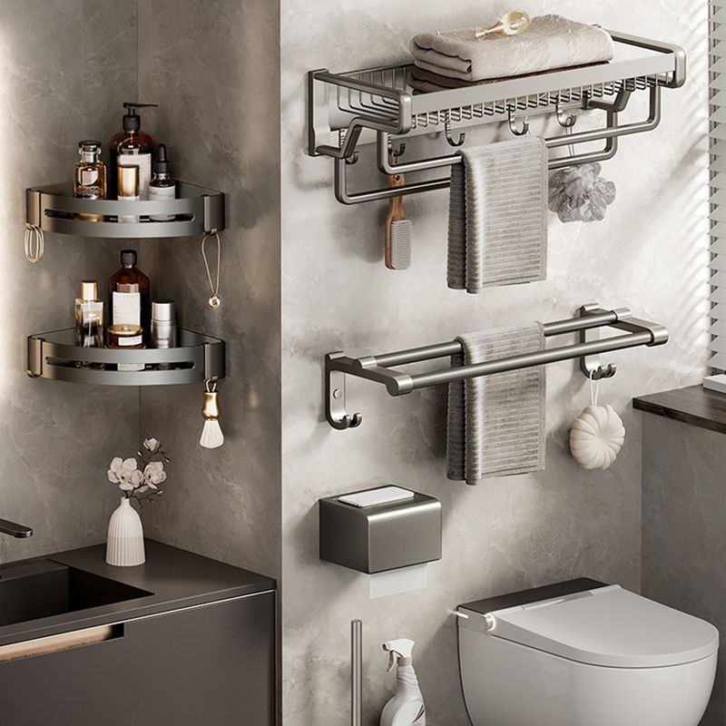 BowLift | Contemporary bathroom accessory set made of matte stainless steel-aluminum with bathrobe hook/towel rail
