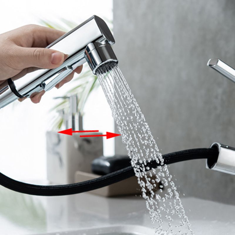 BowLift | Contemporary Vessel Sink Faucet Copper Single Handle Low Arc Pull Down Vessel Faucet