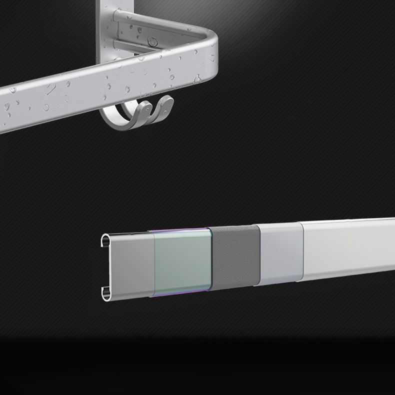 BowLift | 7-piece Bathroom Accessory Set Modern Aluminum Bathroom Set in Silver