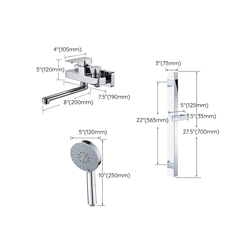 BowLift | Wall Mounted Bathtub Faucet Trim Polished Chrome Swivel Spout with Hand Shower