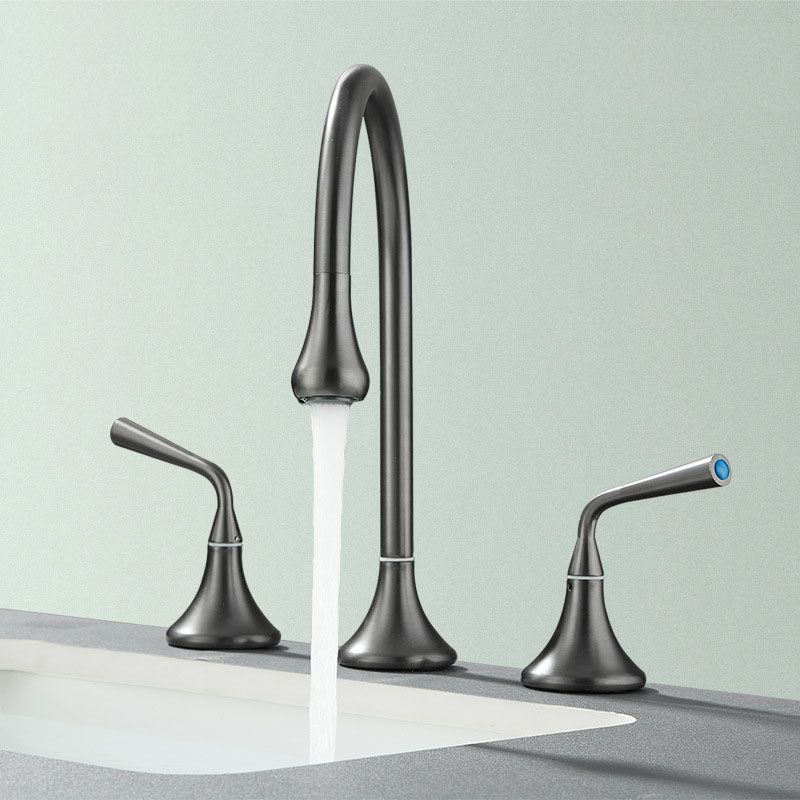 BowLift | Double Handle Tub Filler Deck Mounted High Arc Brass Modern Roman Tub Filler