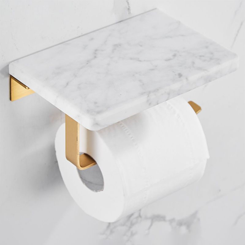 BowLift | Brushed Brass Bathroom Accessory Set Metal & Marble Bathroom Hardware Set with Bathtub Shelf