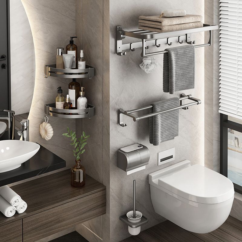 BowLift | Contemporary Gray Bathroom Hardware Set Bathroom Shelf/Towel Bar Including Bathroom Set